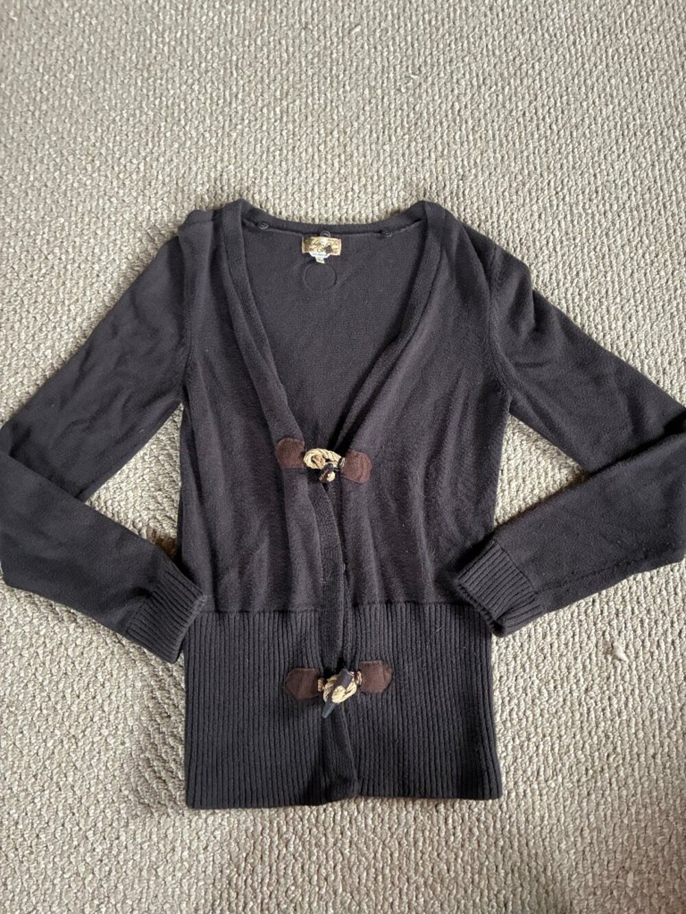 Khujo Brown Knit Cardigan Girls Large Rope Toggle Fairy Y2K Twilightcore